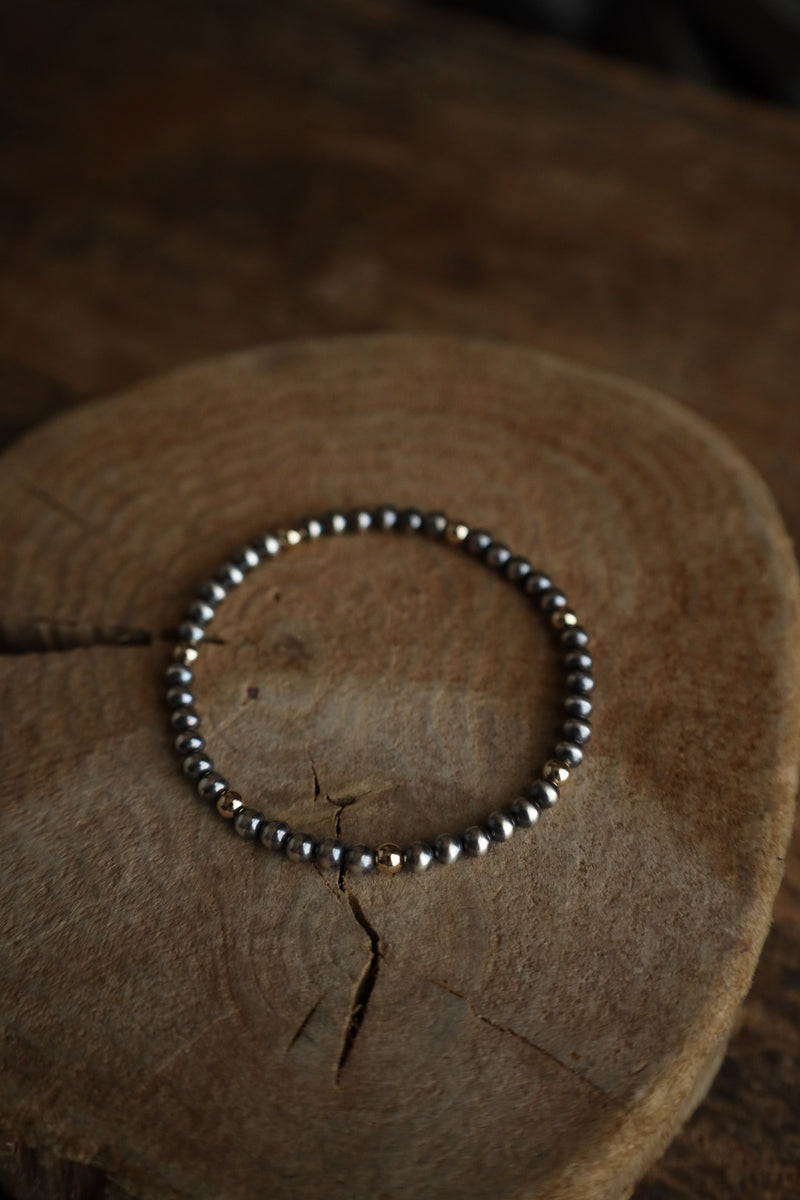 Richard Schmidt 4MM Navajo Pearl 2 Tone Stretch Bracelet