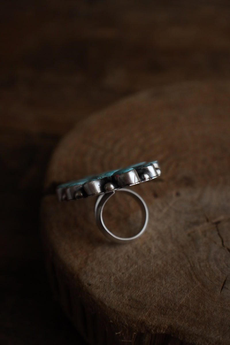 Light Turquoise Ovals Cluster Ring- Size Adjustable 