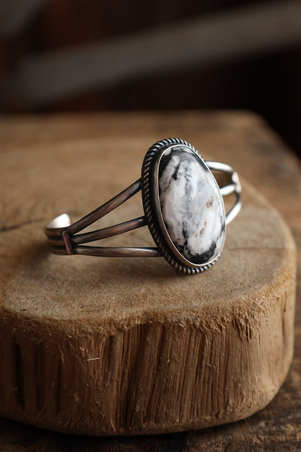 White Buffalo Oval Open Band Cuff