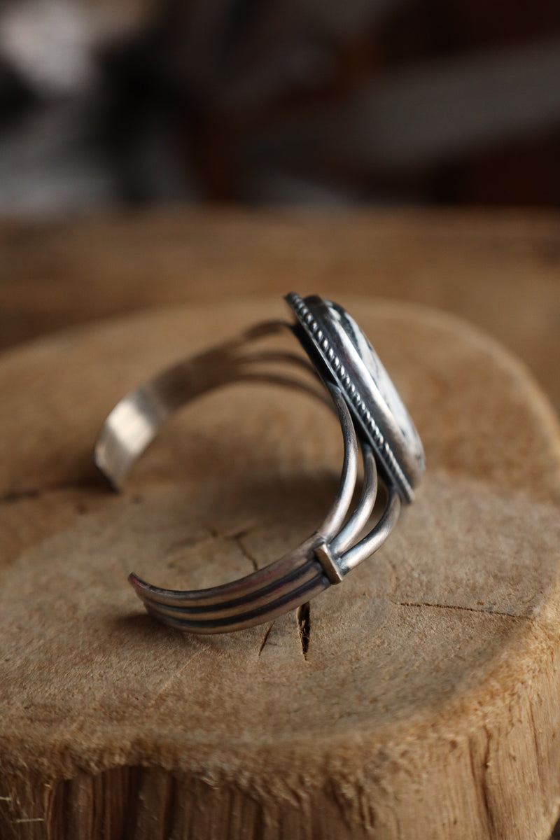 White Buffalo Oval Open Band Cuff