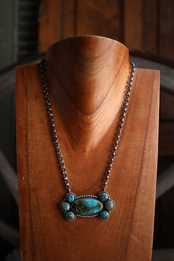 7 Mottled Turquoise on Chain Necklace 