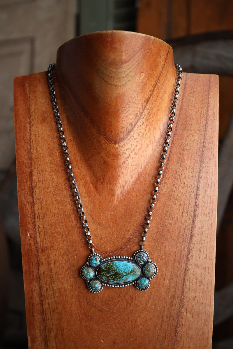 7 Mottled Turquoise on Chain Necklace 