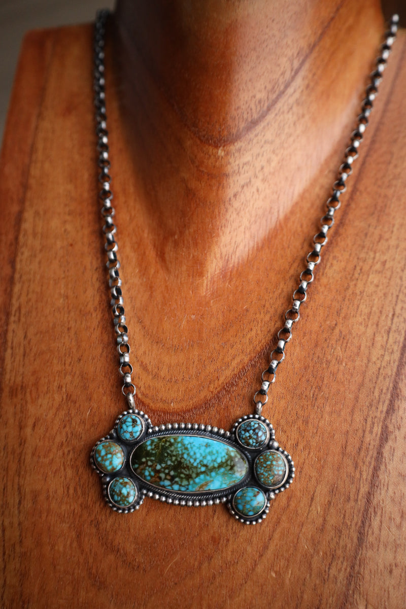 7 Mottled Turquoise on Chain Necklace 