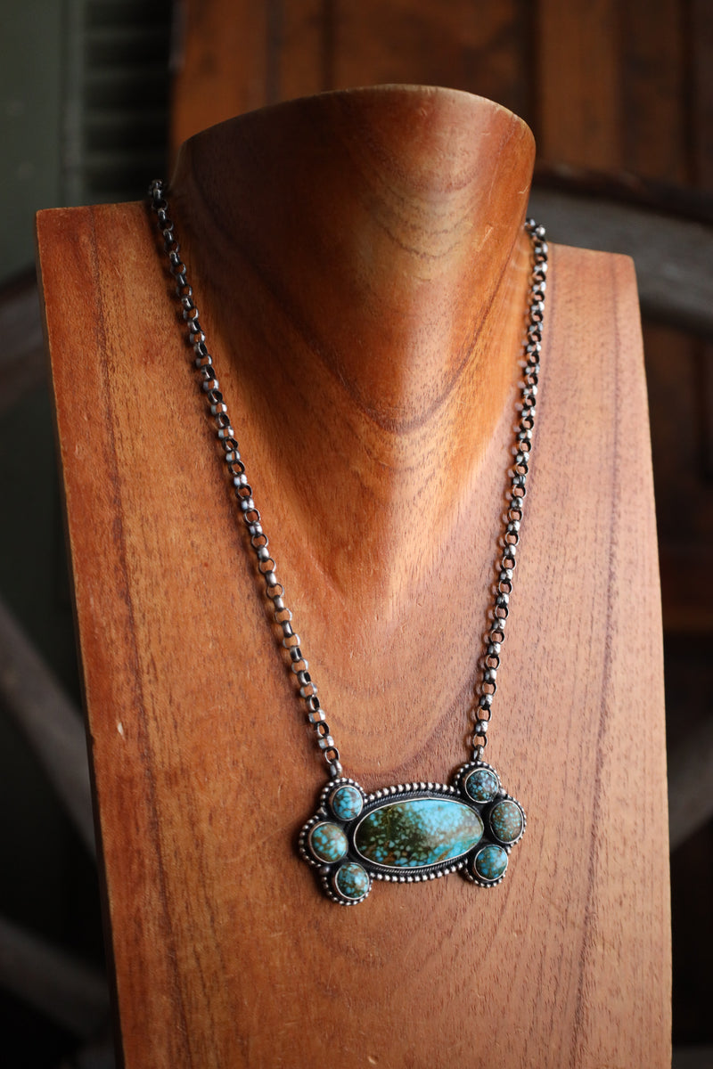 7 Mottled Turquoise on Chain Necklace 