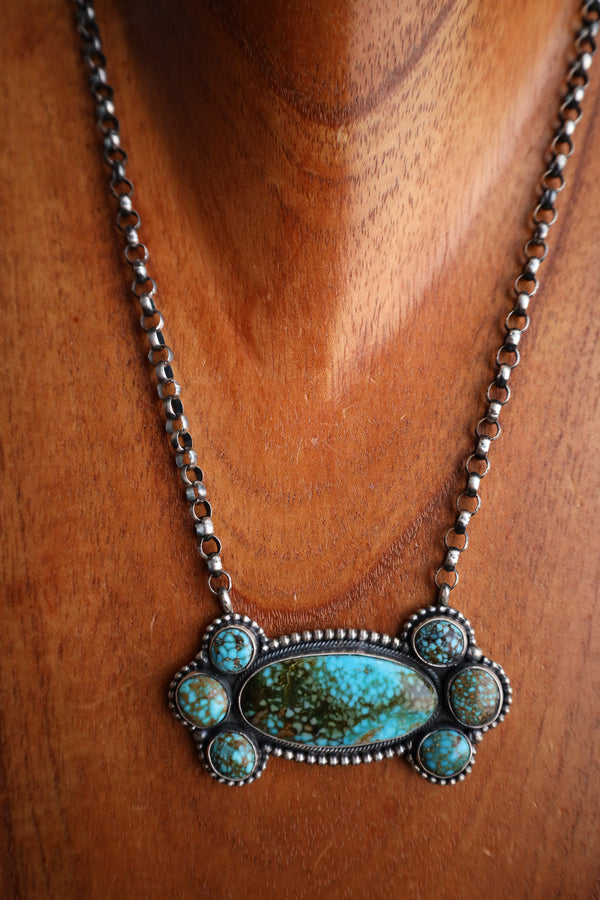 7 Mottled Turquoise on Chain Necklace 