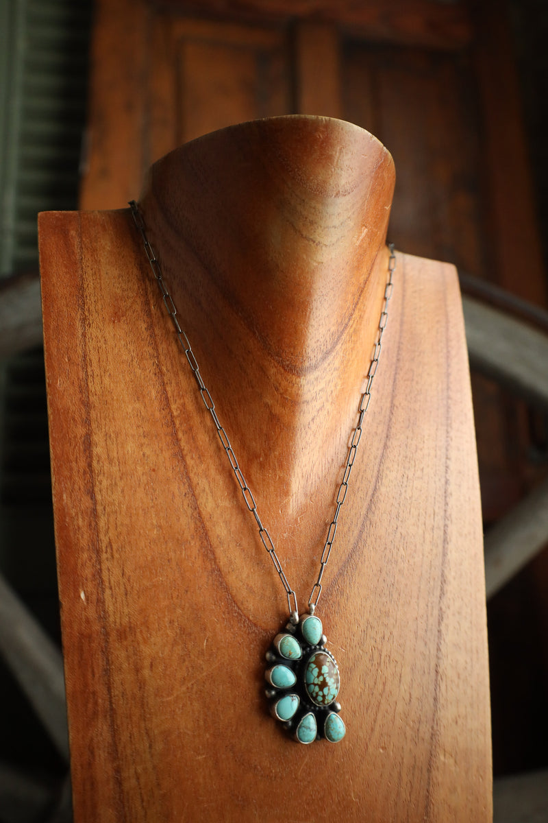 7 Turquoise Half Cluster Necklace  