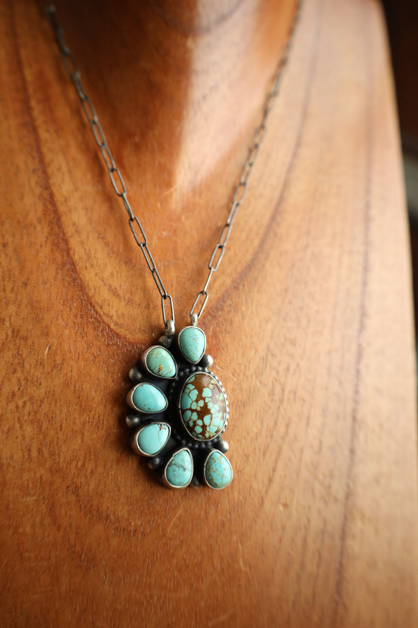 7 Turquoise Half Cluster Necklace  