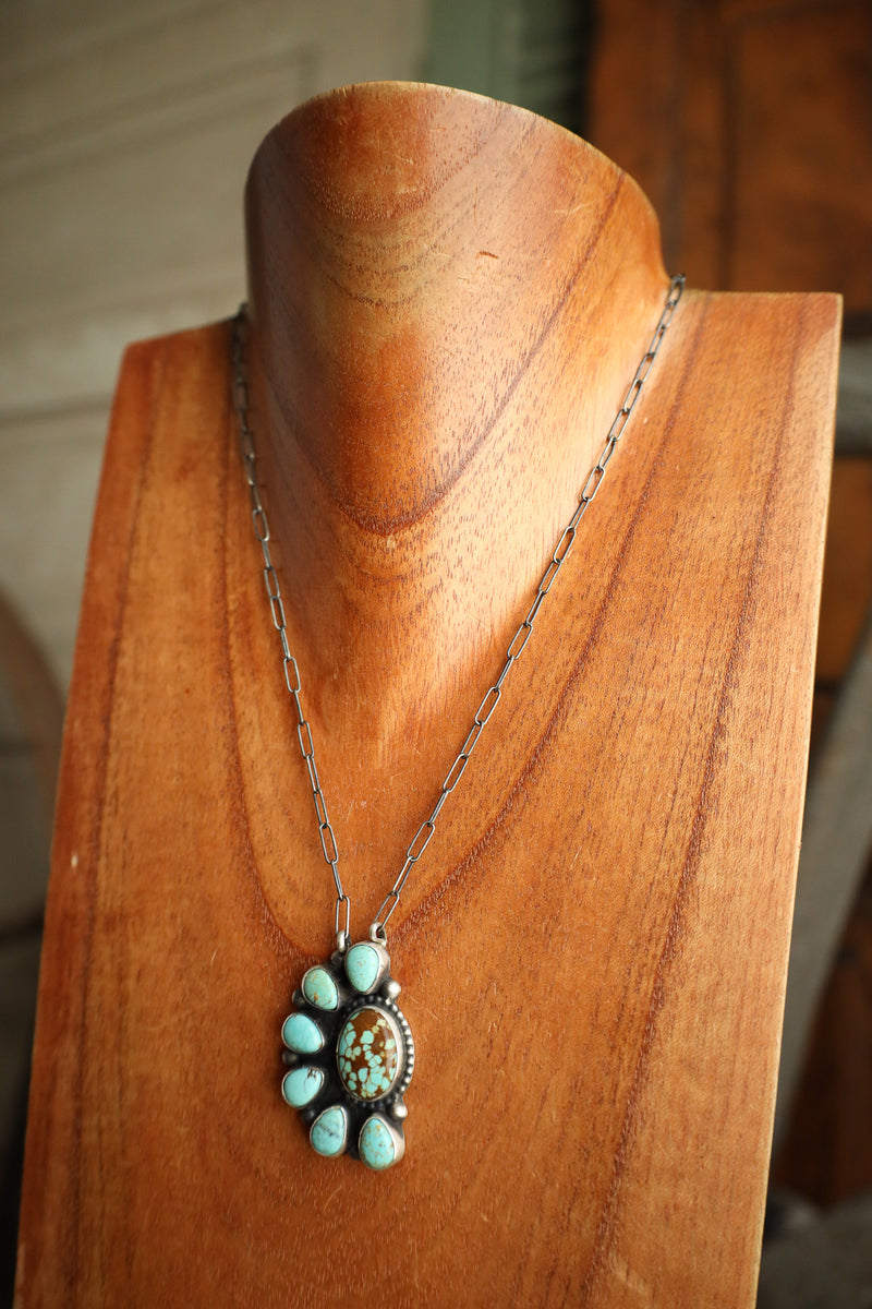 7 Turquoise Half Cluster Necklace  