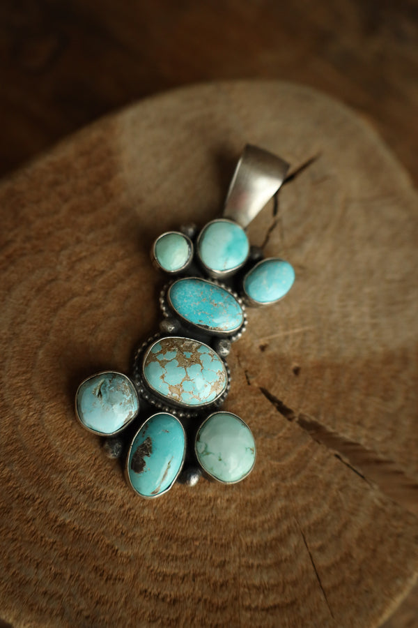 8 Turquoise Stones Pendant 