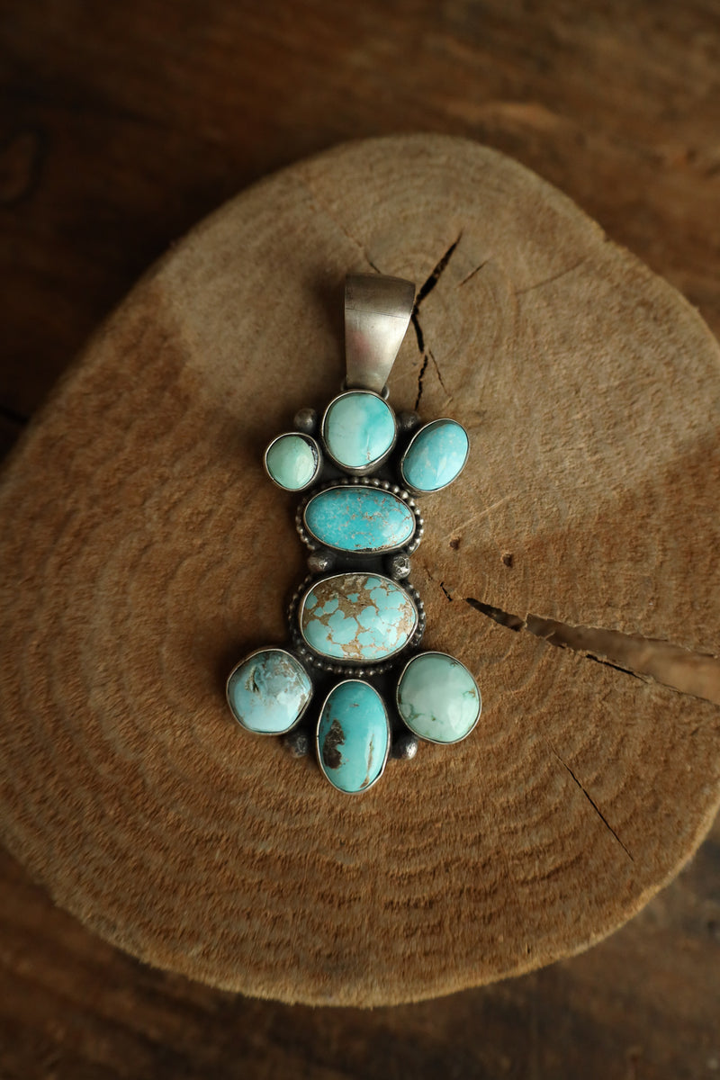 8 Turquoise Stones Pendant 
