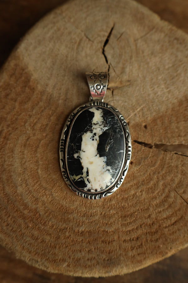 White Buffalo Oval Pendant 