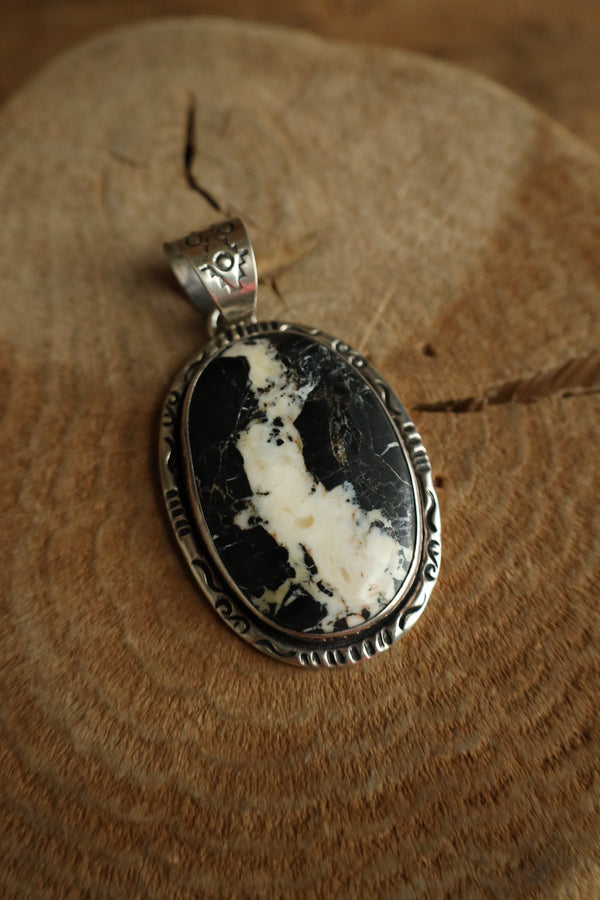 White Buffalo Oval Pendant 