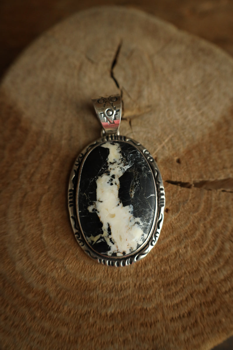 White Buffalo Oval Pendant 