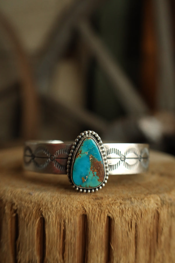 Turquoise Brown Soft Triangle Sterling Silver Dots Cuff