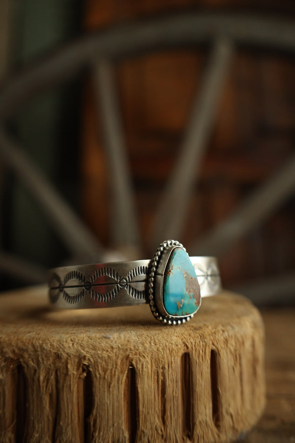 Turquoise Brown Soft Triangle Sterling Silver Dots Cuff