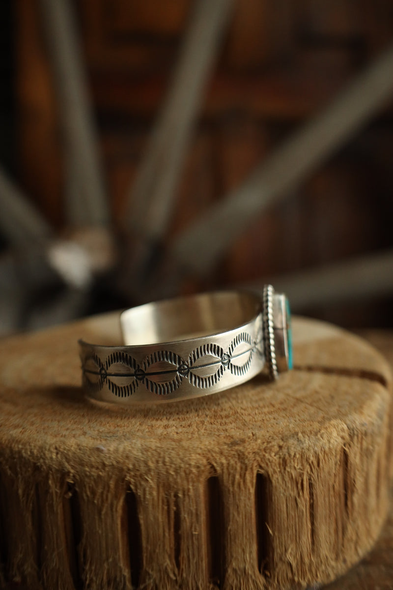 Turquoise Brown Soft Triangle Sterling Silver Dots Cuff