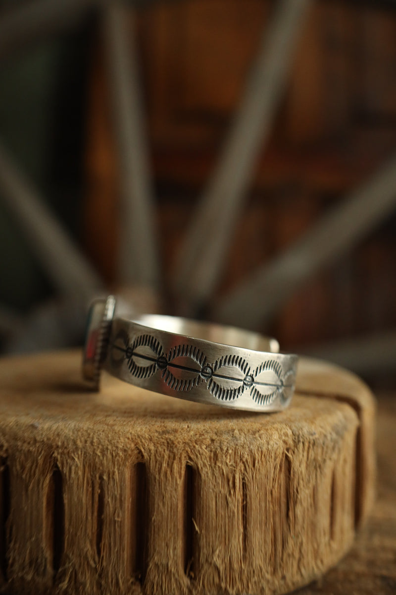 Turquoise Brown Soft Triangle Sterling Silver Dots Cuff