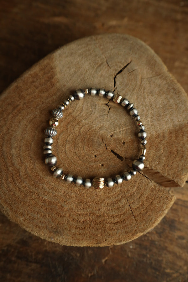 Navajo Pearl With 14K Gold Filled Beads Assorted Bracelet 