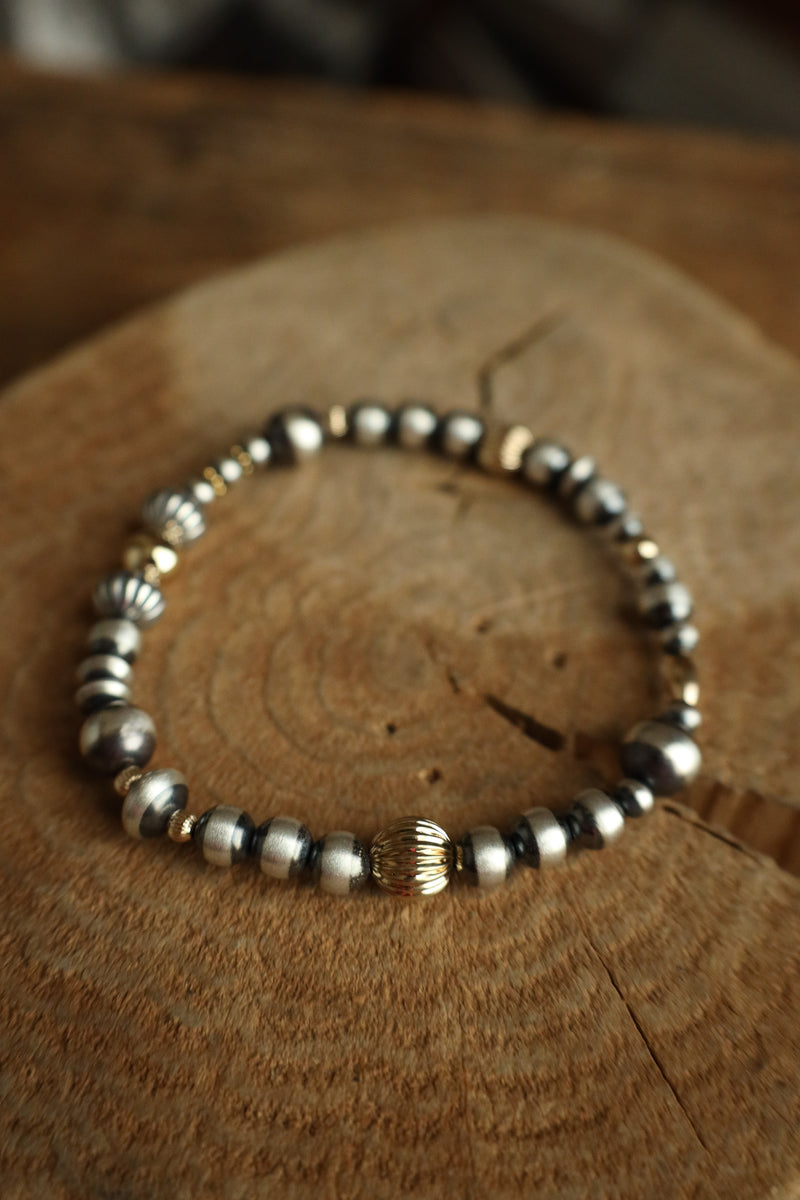Navajo Pearl With 14K Gold Filled Beads Assorted Bracelet 