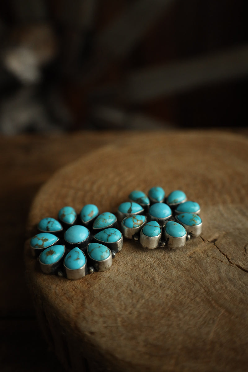 Turquoise Teardrop Flower Post Earring 