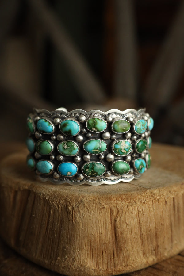 Turquoise 3 Rows Of 9 Cuff 