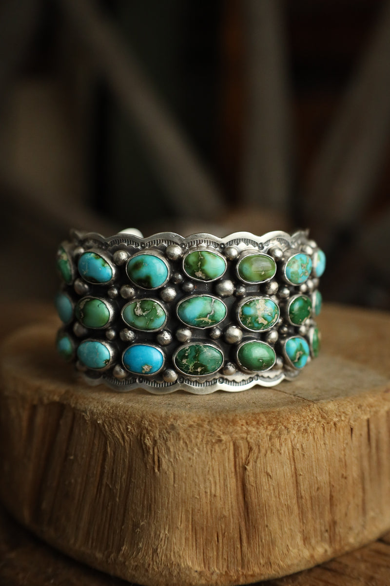 Turquoise 3 Rows Of 9 Cuff 