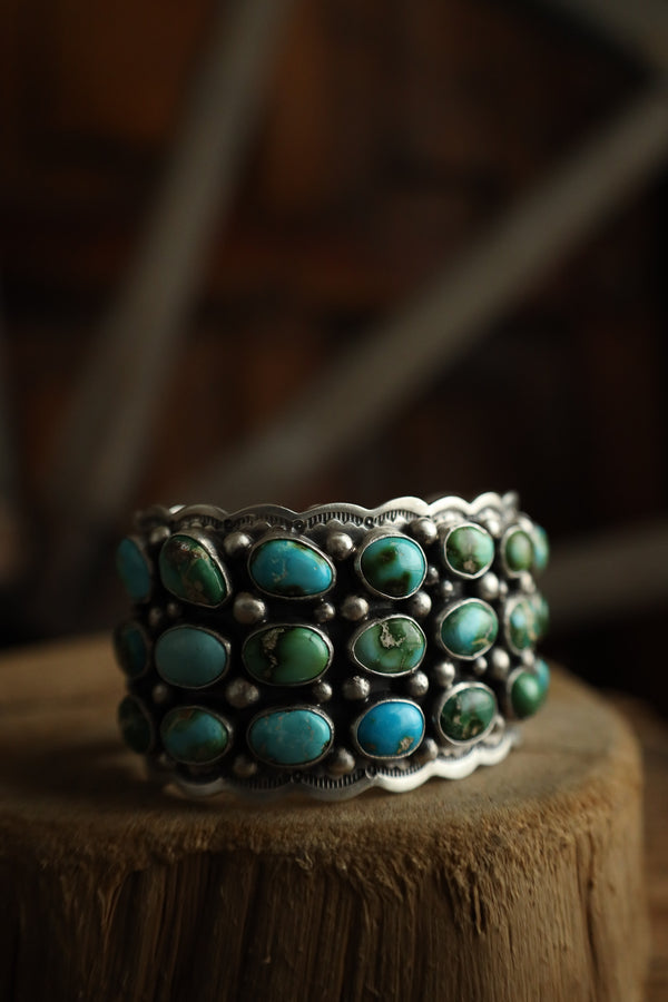 Turquoise 3 Rows Of 9 Cuff 