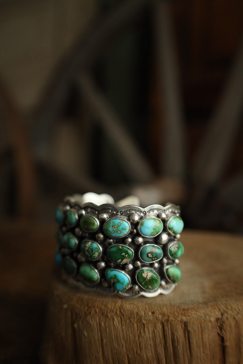 Turquoise 3 Rows Of 9 Cuff 