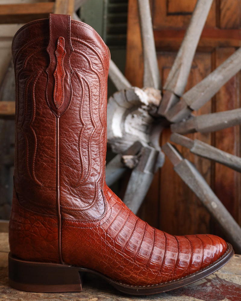 Tony Lama Men's Tremaine Cognac Caiman 12" Medium Round Toe Boot