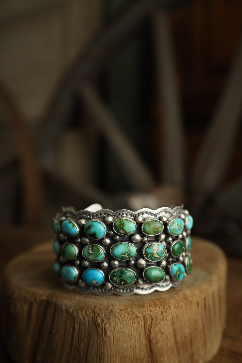 Turquoise 3 Rows Of 9 Cuff 