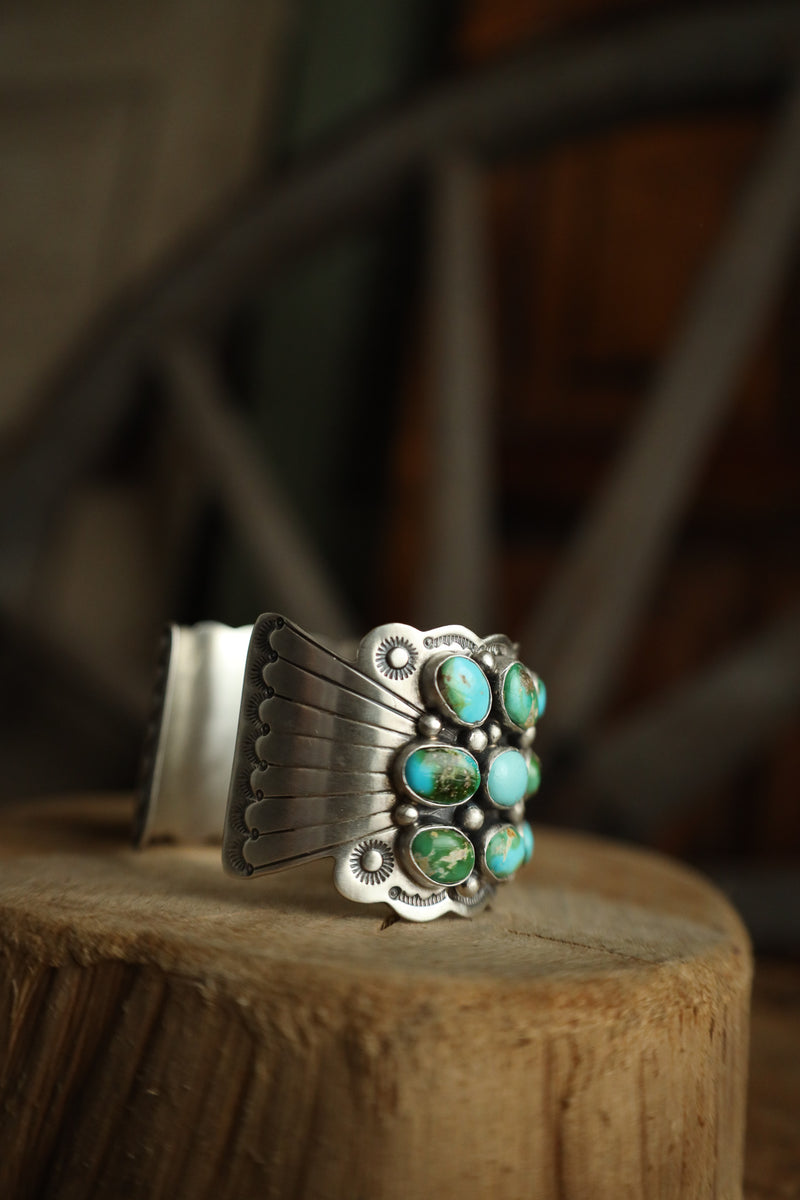 Turquoise 3 Rows Of 9 Cuff 
