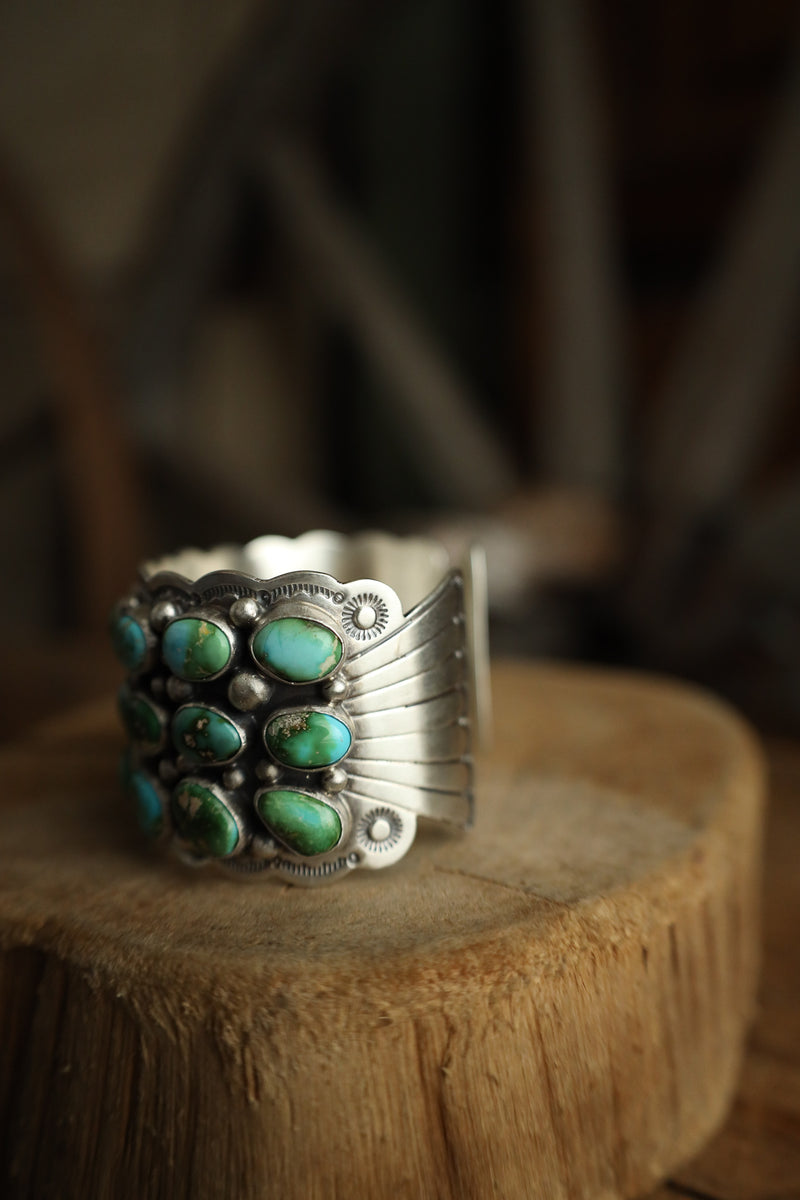 Turquoise 3 Rows Of 9 Cuff 