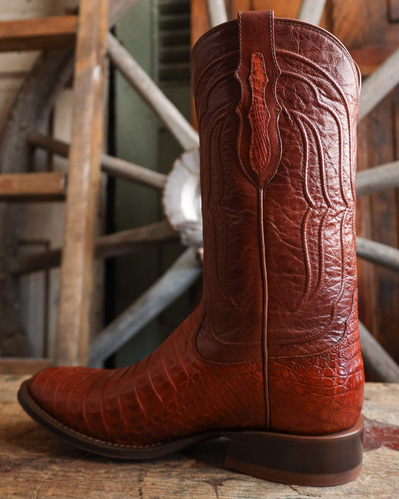 Tony Lama Men's Tremaine Cognac Caiman 12" Medium Round Toe Boot