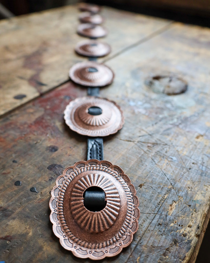 Double J Saddlery Antique Copper Oval Conchos Belt 