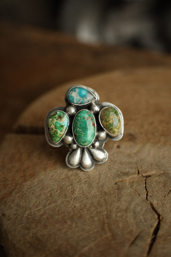 4 Turquoise Thunderbird Ring- Adjustable  