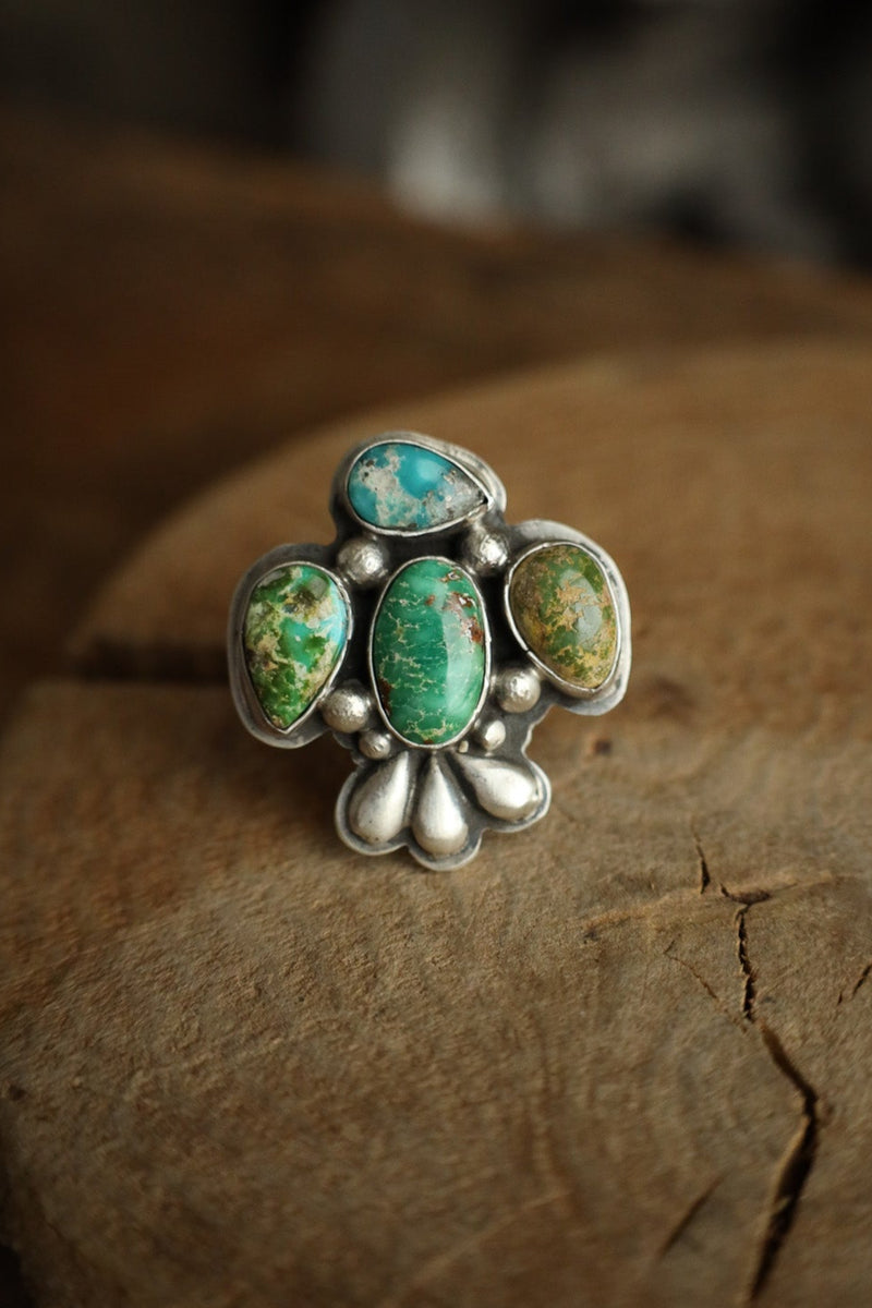 4 Turquoise Thunderbird Ring- Adjustable  