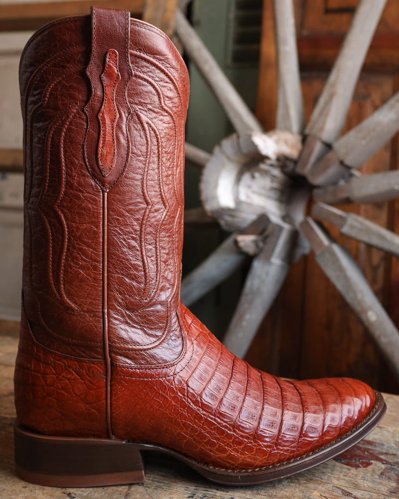 Tony Lama Men's Tremaine Cognac Caiman 12" Medium Round Toe Boot