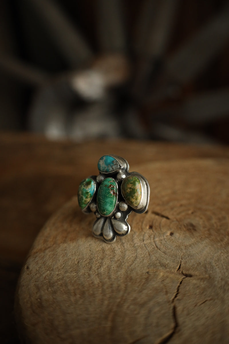 4 Turquoise Thunderbird Ring- Adjustable  