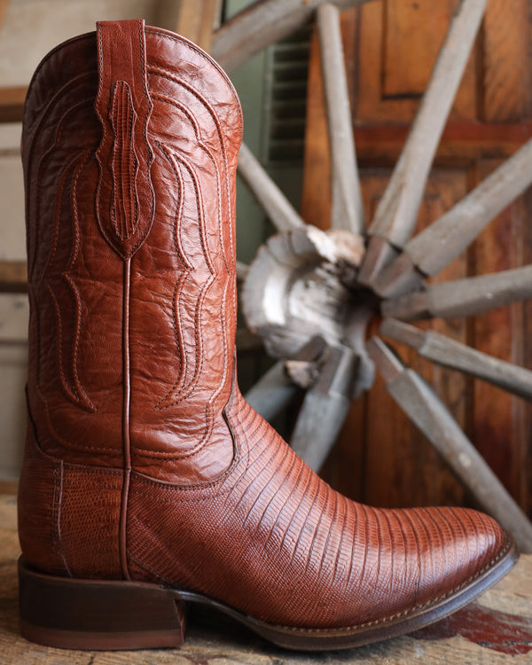 Tony Lama Men's Kirtland Cognac Lizard 12" Medium Round Toe Boot