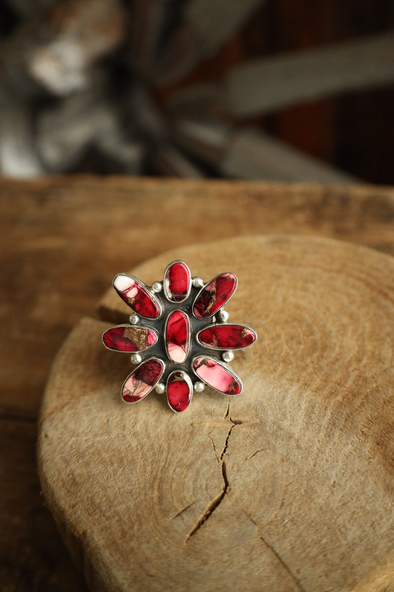 Dahlia Ovals Cluster Ring- Size Adjustable 