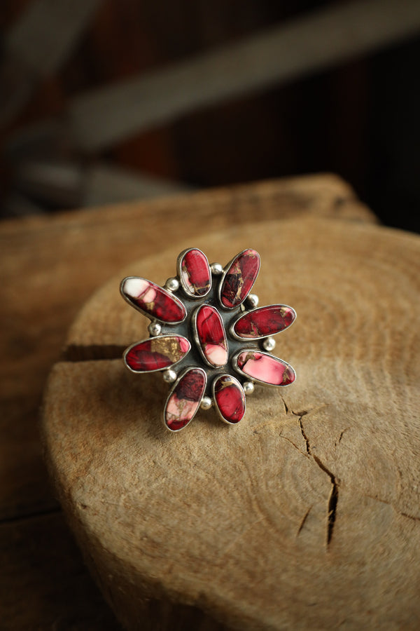 Dahlia Ovals Cluster Ring- Size Adjustable 