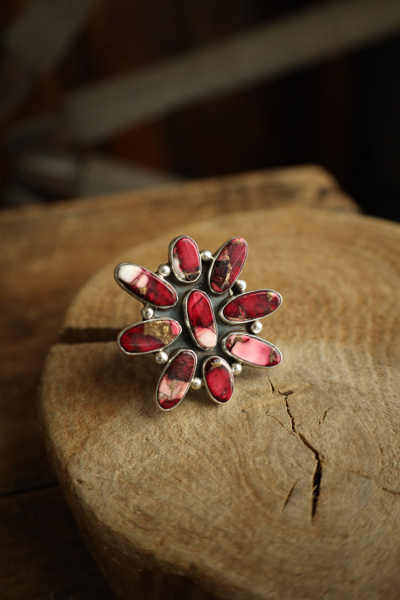 Dahlia Ovals Cluster Ring- Size Adjustable 