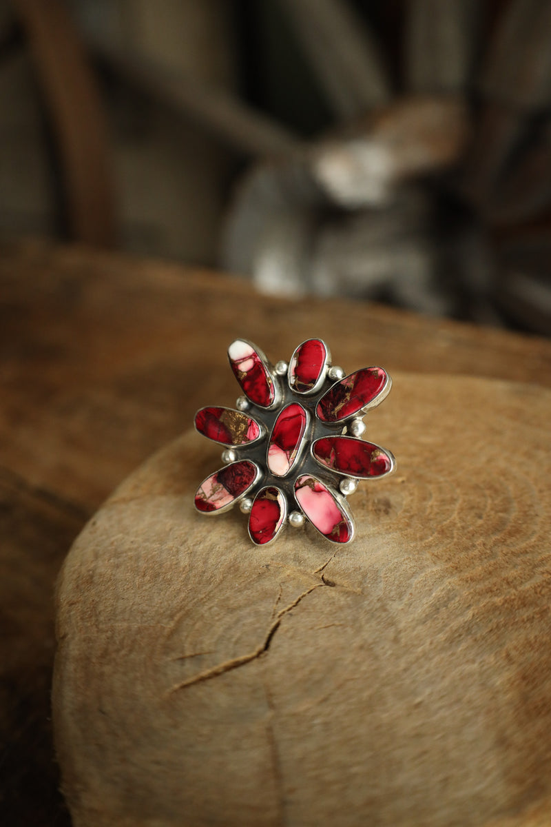 Dahlia Ovals Cluster Ring- Size Adjustable 