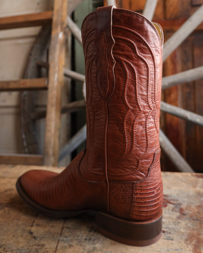 Tony Lama Men's Kirtland Cognac Lizard 12" Medium Round Toe Boot