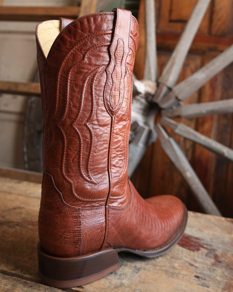 Tony Lama Men's Kirtland Cognac Lizard 12" Medium Round Toe Boot