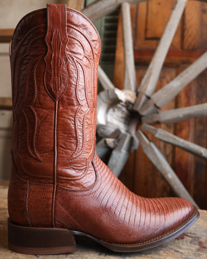 Tony Lama Men's Kirtland Cognac Lizard 12" Medium Round Toe Boot
