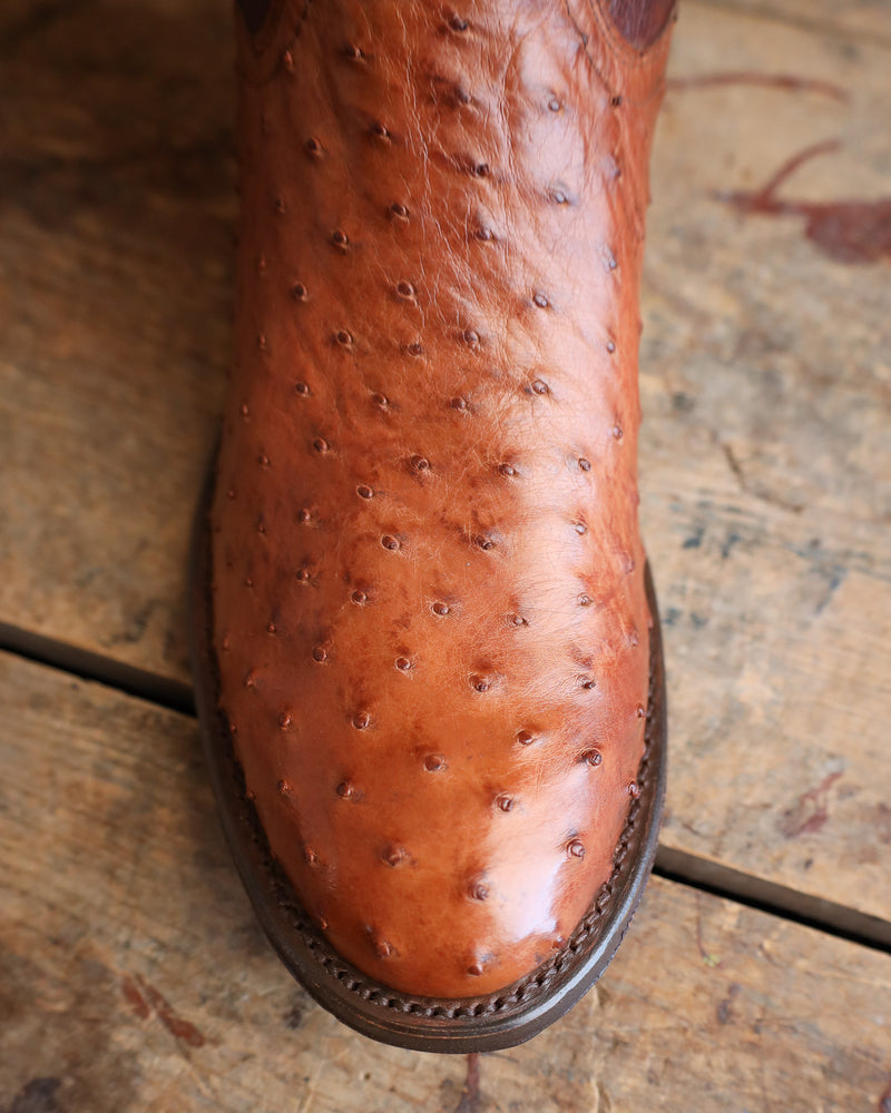 Tony Lama Men's Zony Cognac Full Quill Ostrich Medium Round Toe 12" Boot