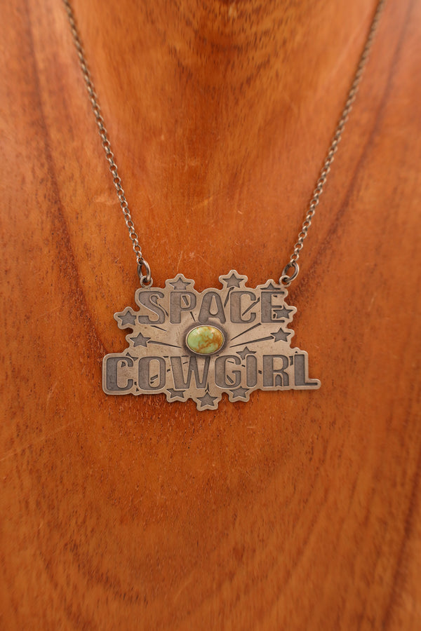 Space Cowgirl Green Turquoise Dot Chain Necklace