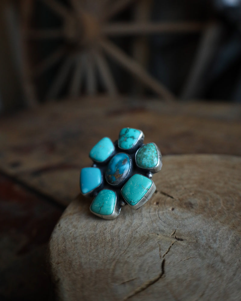 Carico Lake Turquoise Flower Ring- Size 9.5