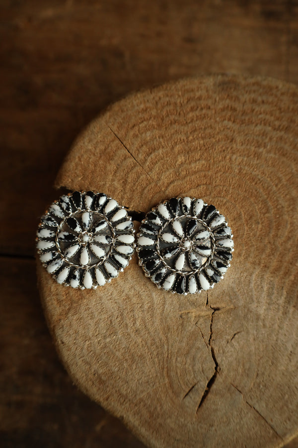 White Buffalo Teardrops Circles Post Earring 